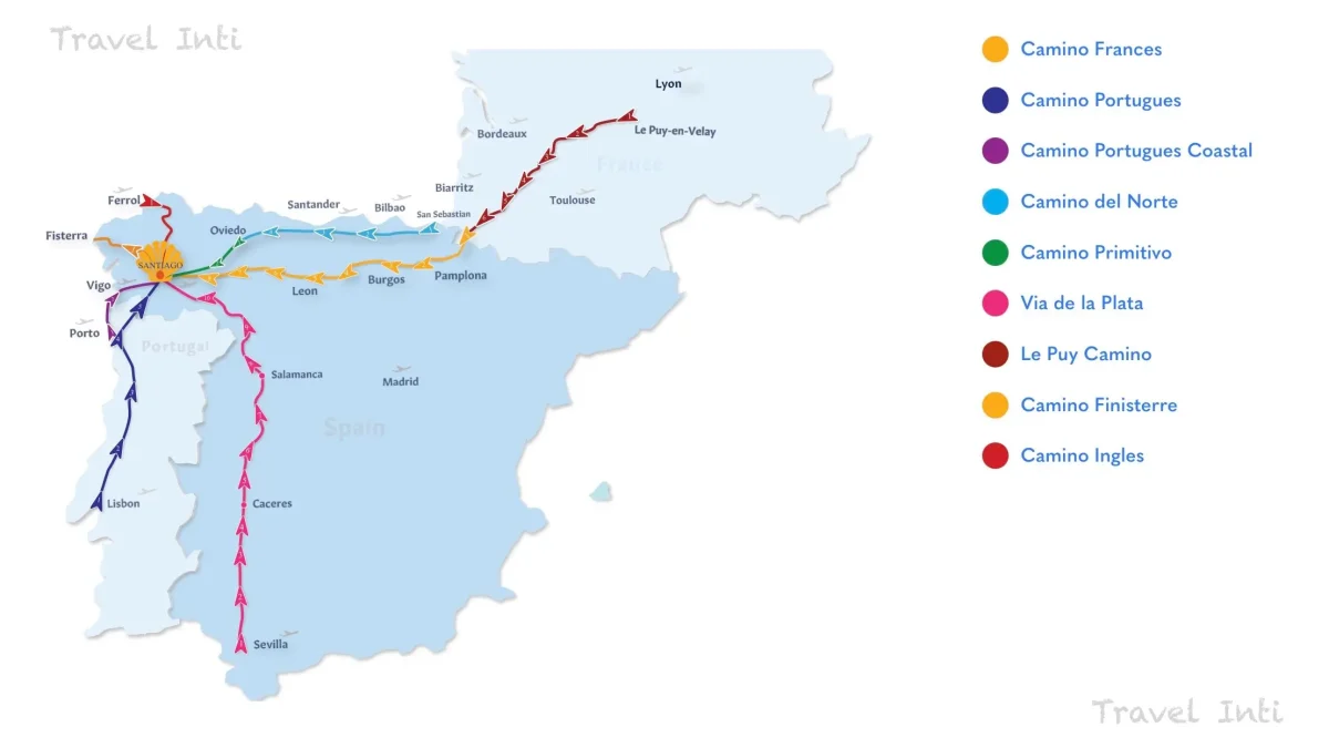 Camino de Santiago Routes Map